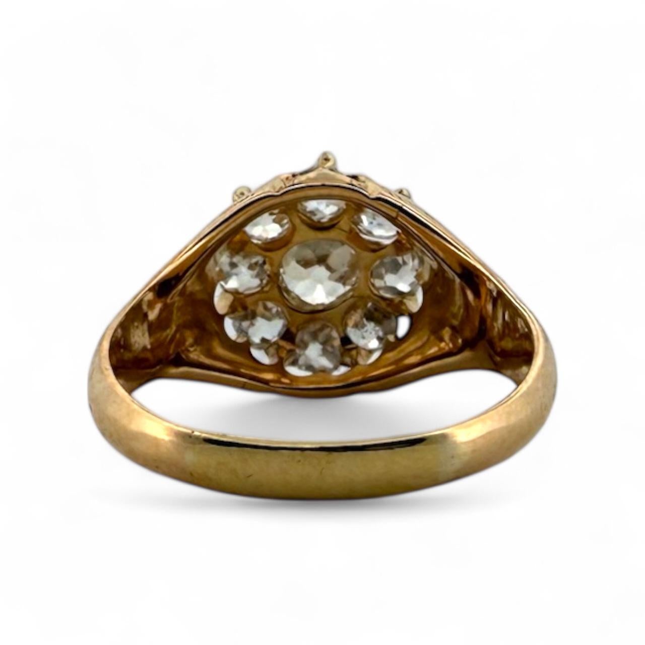 Bague d'époque victorienne en or rose 18 carats avec diamants taillés à l'ancienne en vente 5