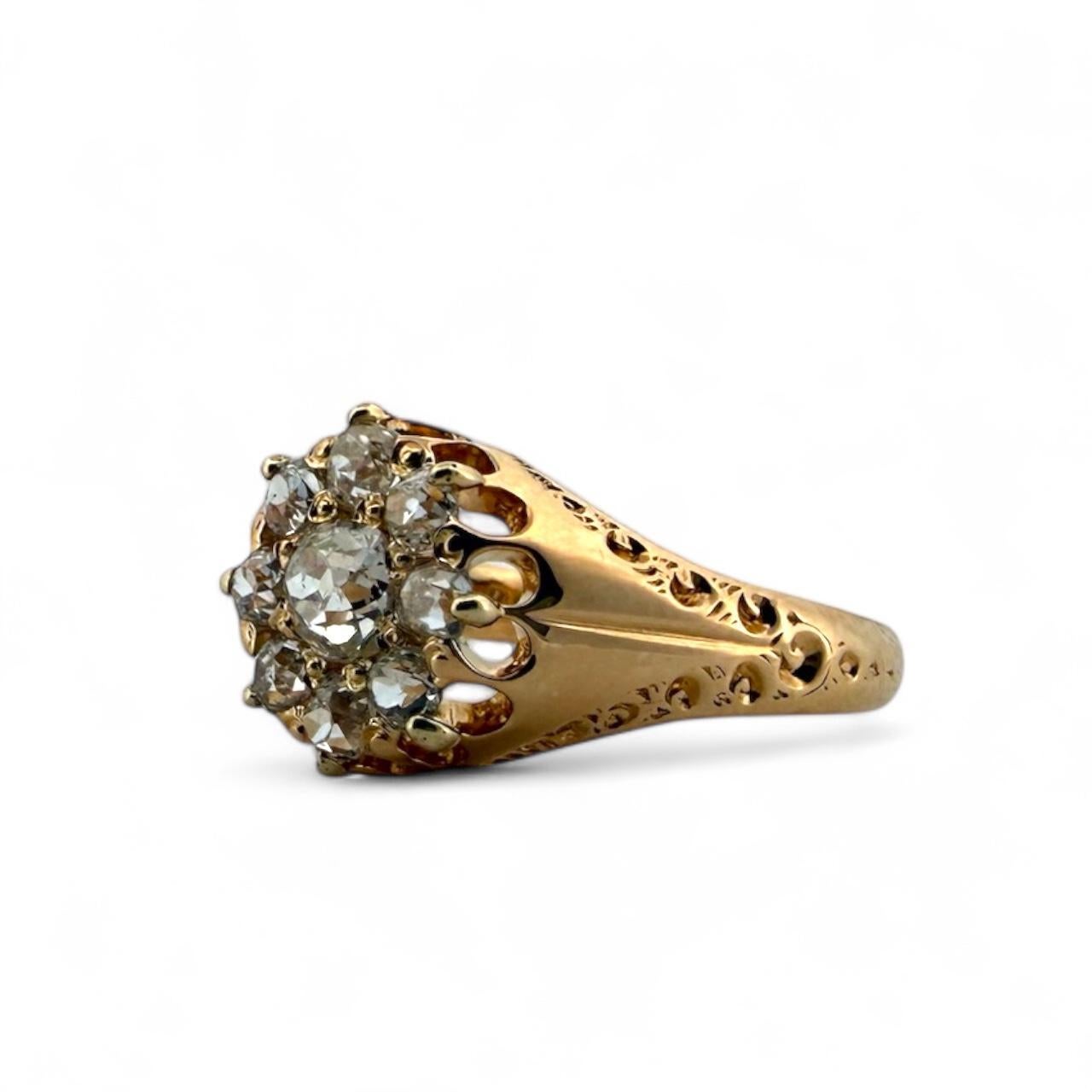 Bague d'époque victorienne en or rose 18 carats avec diamants taillés à l'ancienne Pour femmes en vente