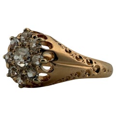 Victorian Era Old Mine Cut Diamond Cluster Ring 18K Rose Gold
