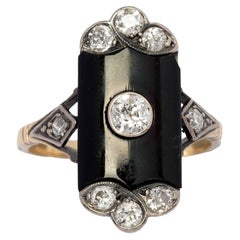 Bague victorienne en onyx et diamants
