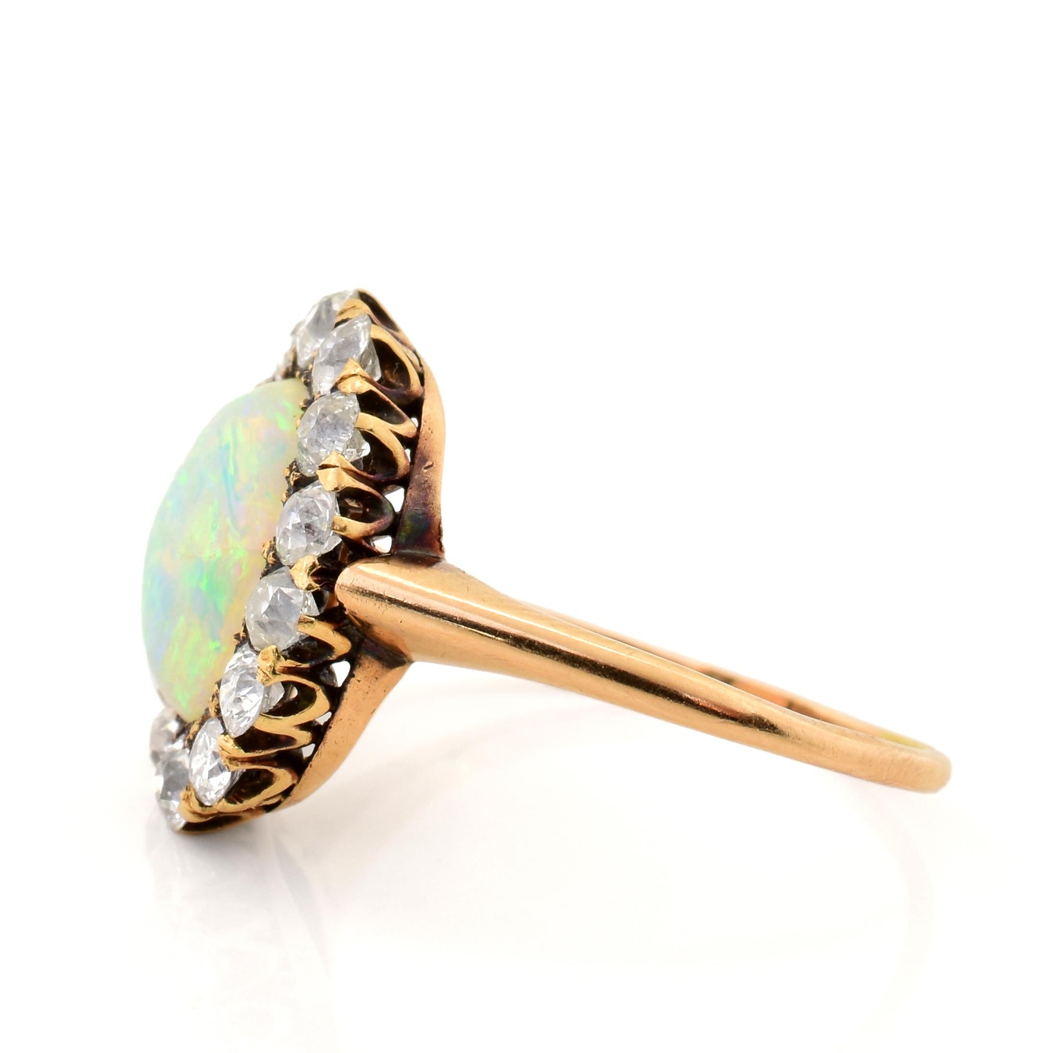 Oval Cut Victorian Era Opal Diamond Gold Ring For Sale