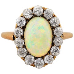 Antique Victorian Era Opal Diamond Gold Ring