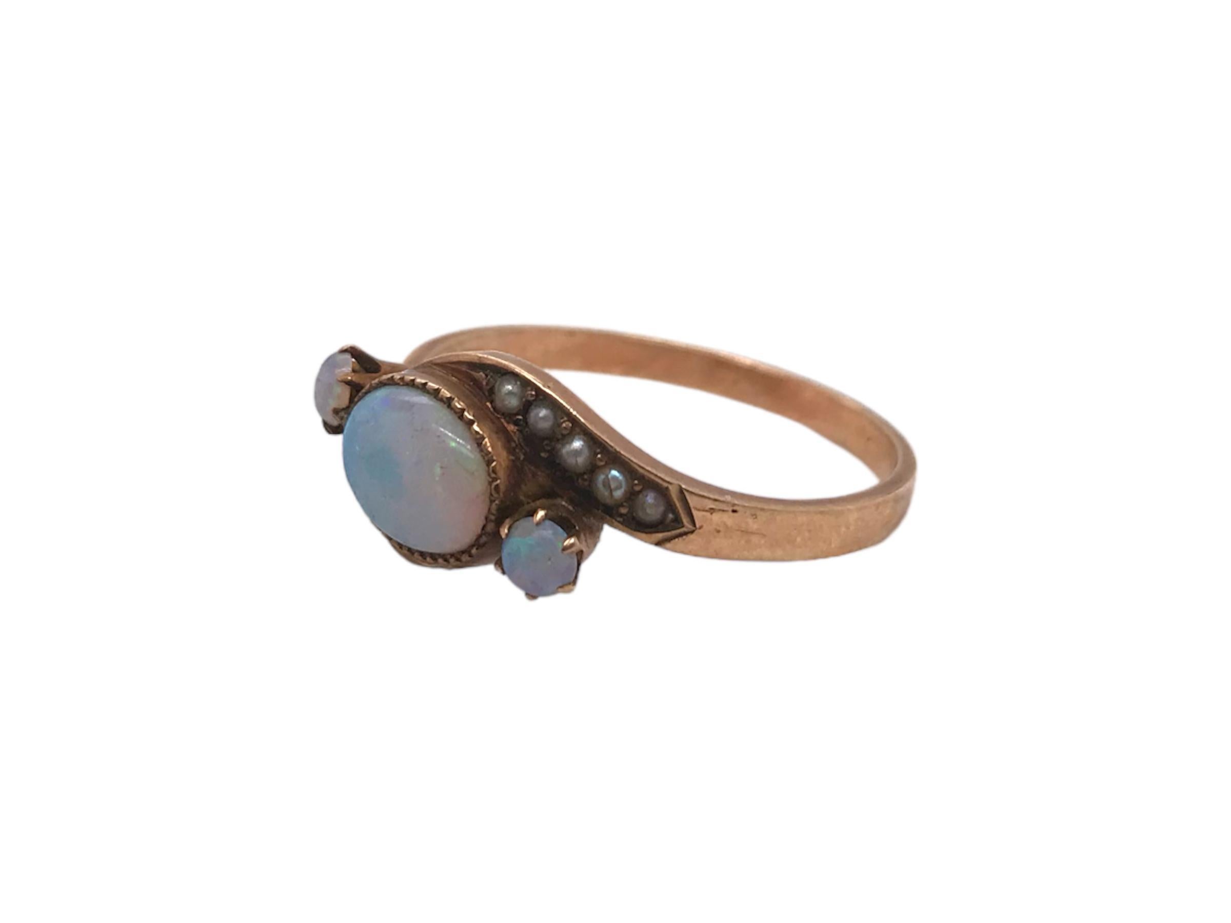 Viktorianisches Zeitalter Opal & Saatperle 10K Rose Gold Damen