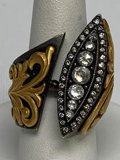 Round Cut White Diamond, Yellow Gold & Silver Ring