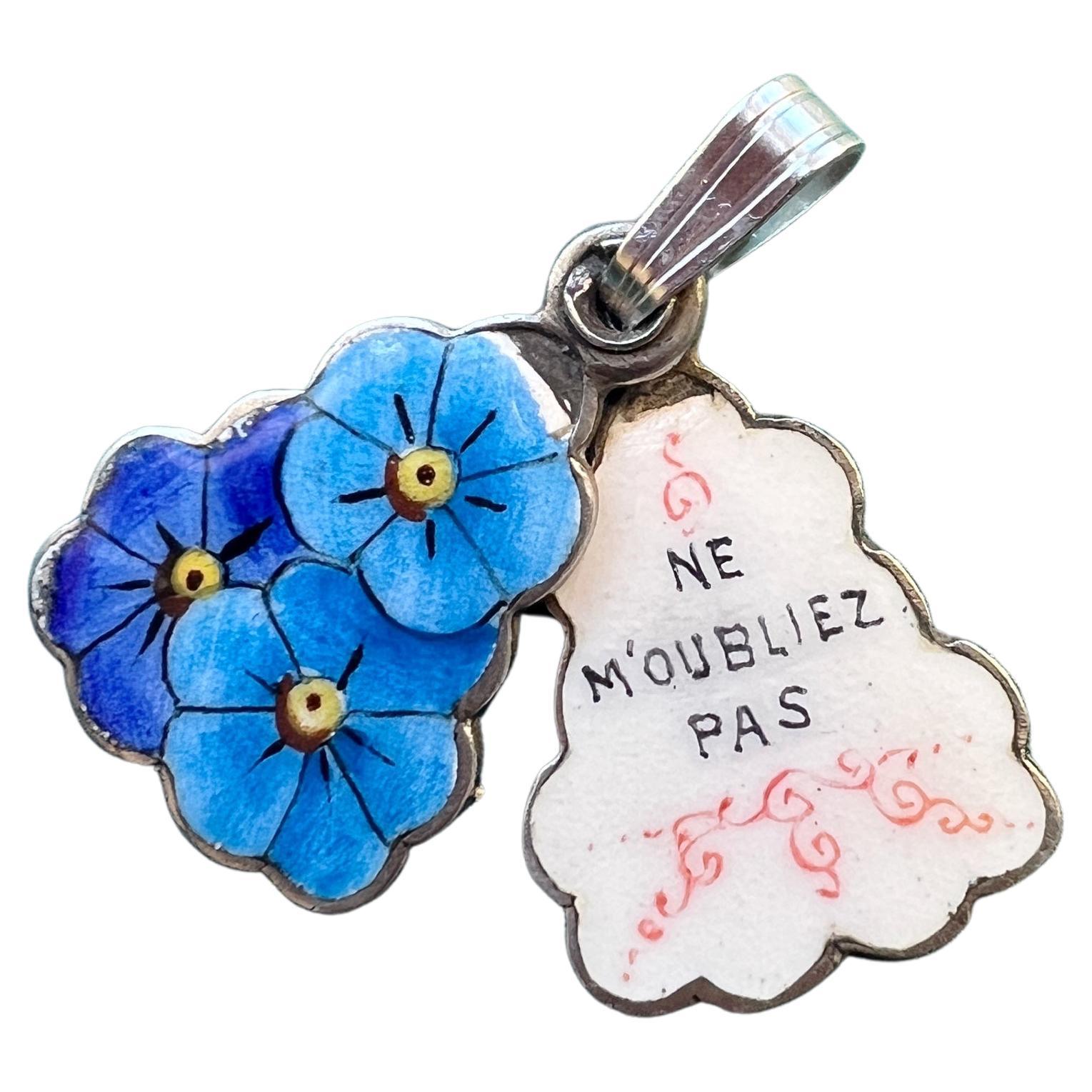 Victorian Era Pansy Flower Pendant with “Do Not Forget Me” Inside