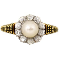 Antique Victorian Era Pearl Diamond 18 Karat Gold Ring