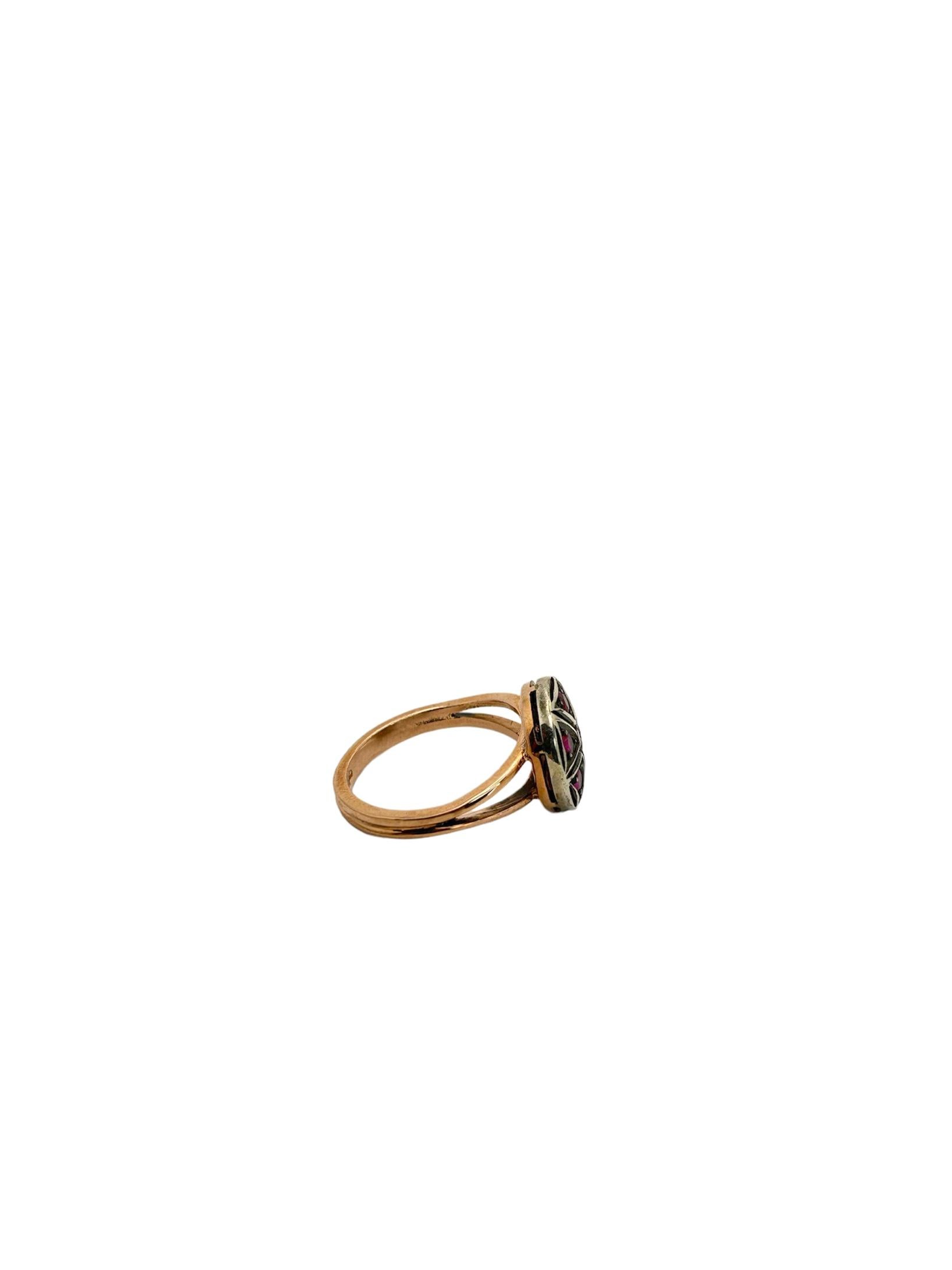 Ring aus Roségold und Sterlingsilber mit Rubinen aus der viktorianischen Ära für Damen oder Herren im Angebot
