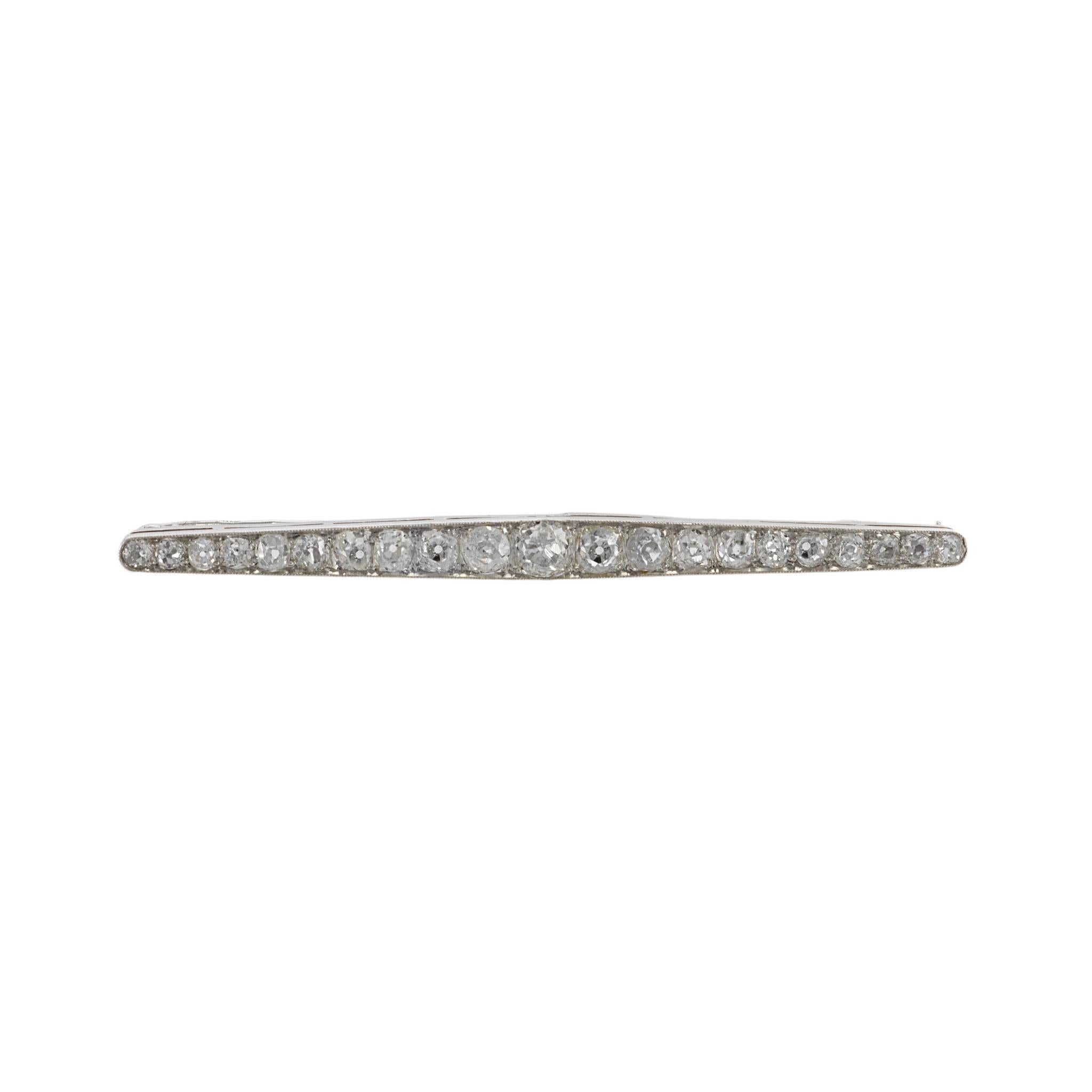 Adorn yourself with the charm of the Victorian Era through our Platinum and Diamond Stick Pin. This exquisite piece boasts 2.60ct-tw old mine cut diamonds, capturing the allure of a bygone era. The meticulous craftsmanship and elegant design make it