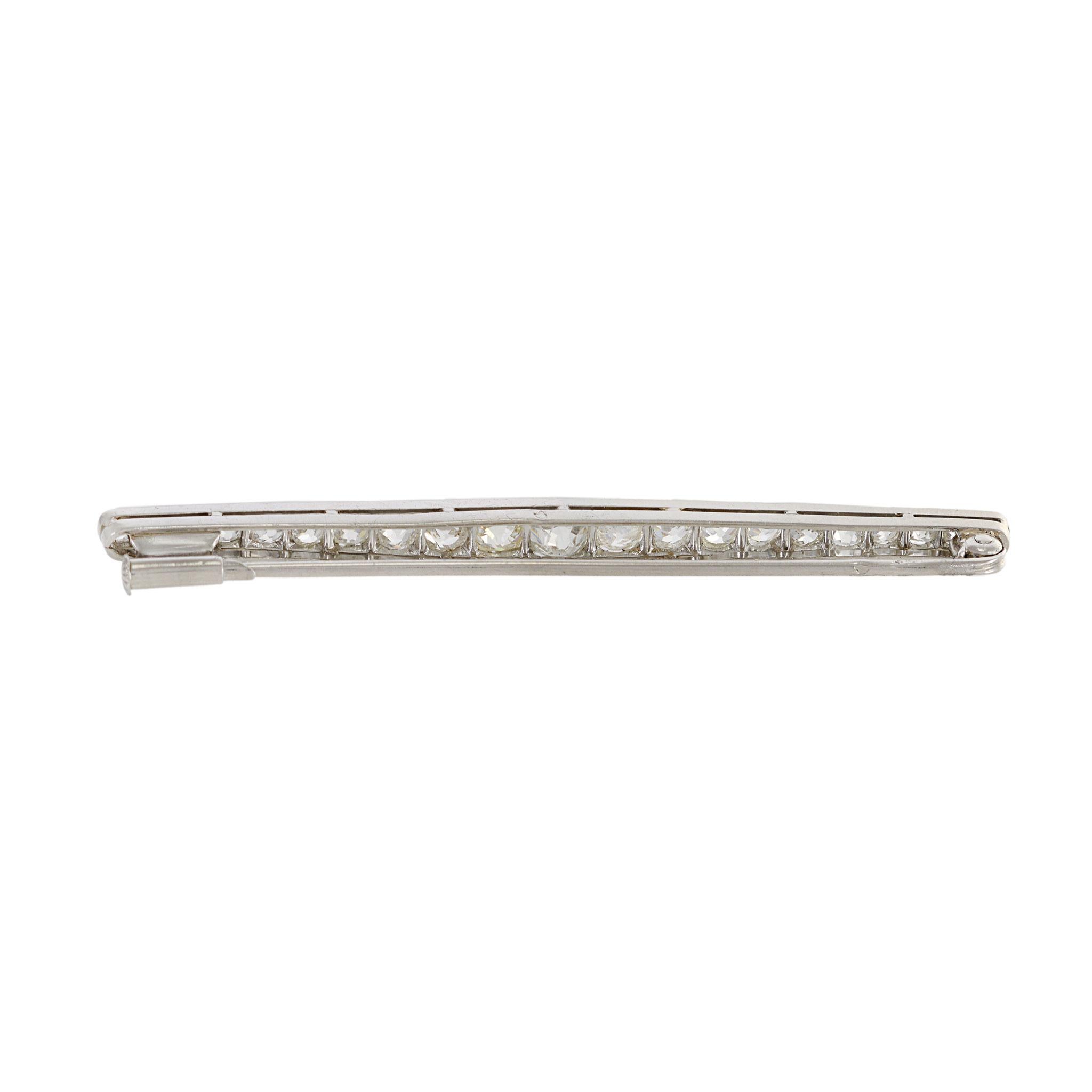 Old Mine Cut Victorian Era Platinum and Diamond Stick Pin For Sale