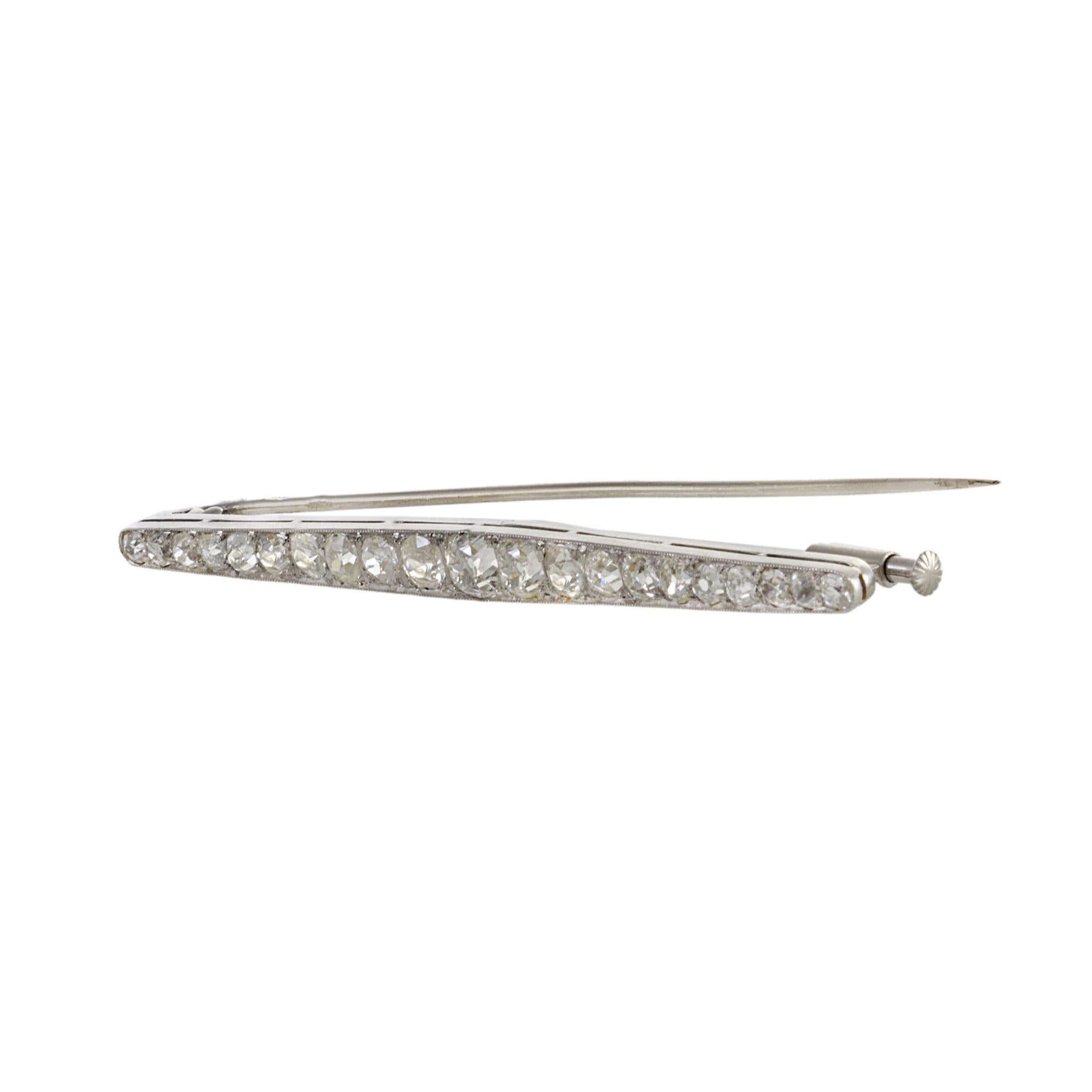 Victorian Era Platinum and Diamond Stick Pin In Excellent Condition For Sale In New York, NY