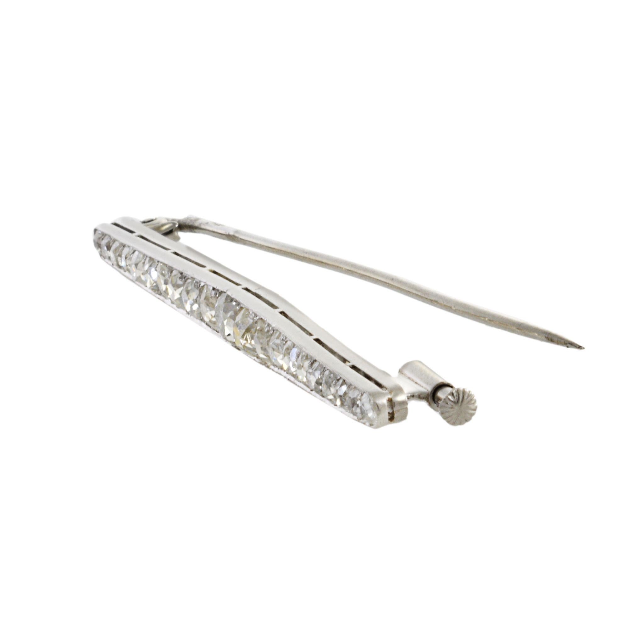 Women's Victorian Era Platinum and Diamond Stick Pin For Sale