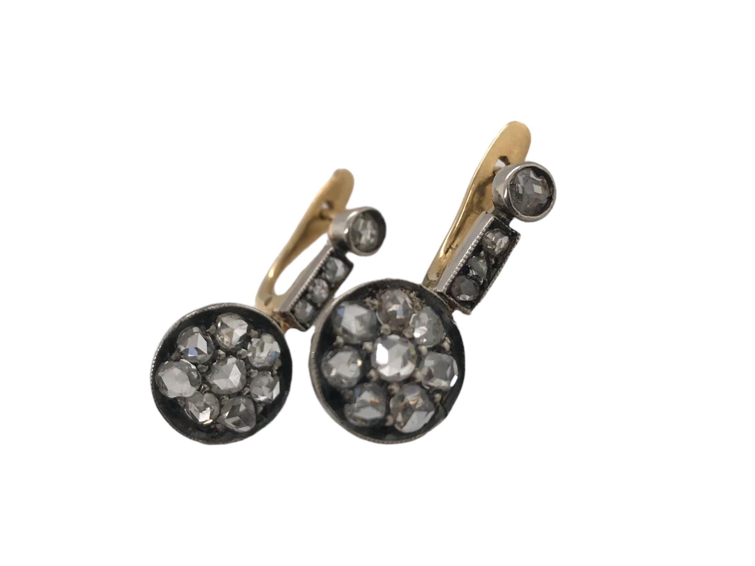 Women's Victorian Era Rose Cut Diamond Dangle Earrings