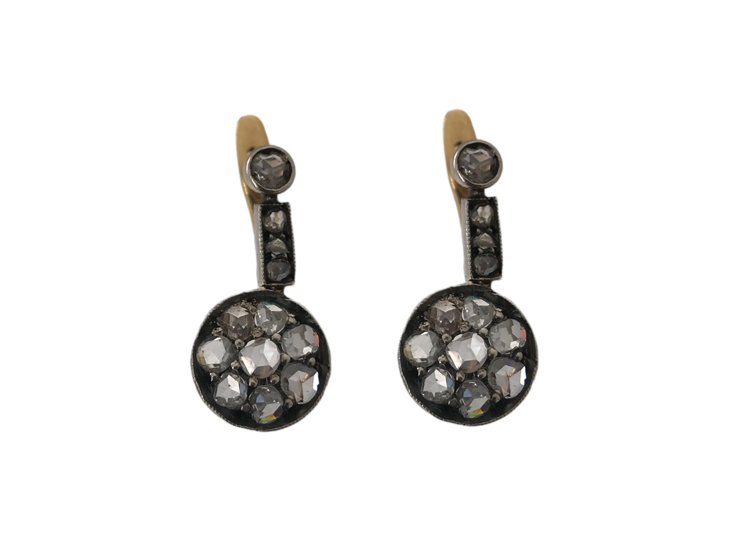 Victorian Era Rose Cut Diamond Dangle Earrings 1