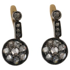 Victorian Era Rose Cut Diamond Dangle Earrings