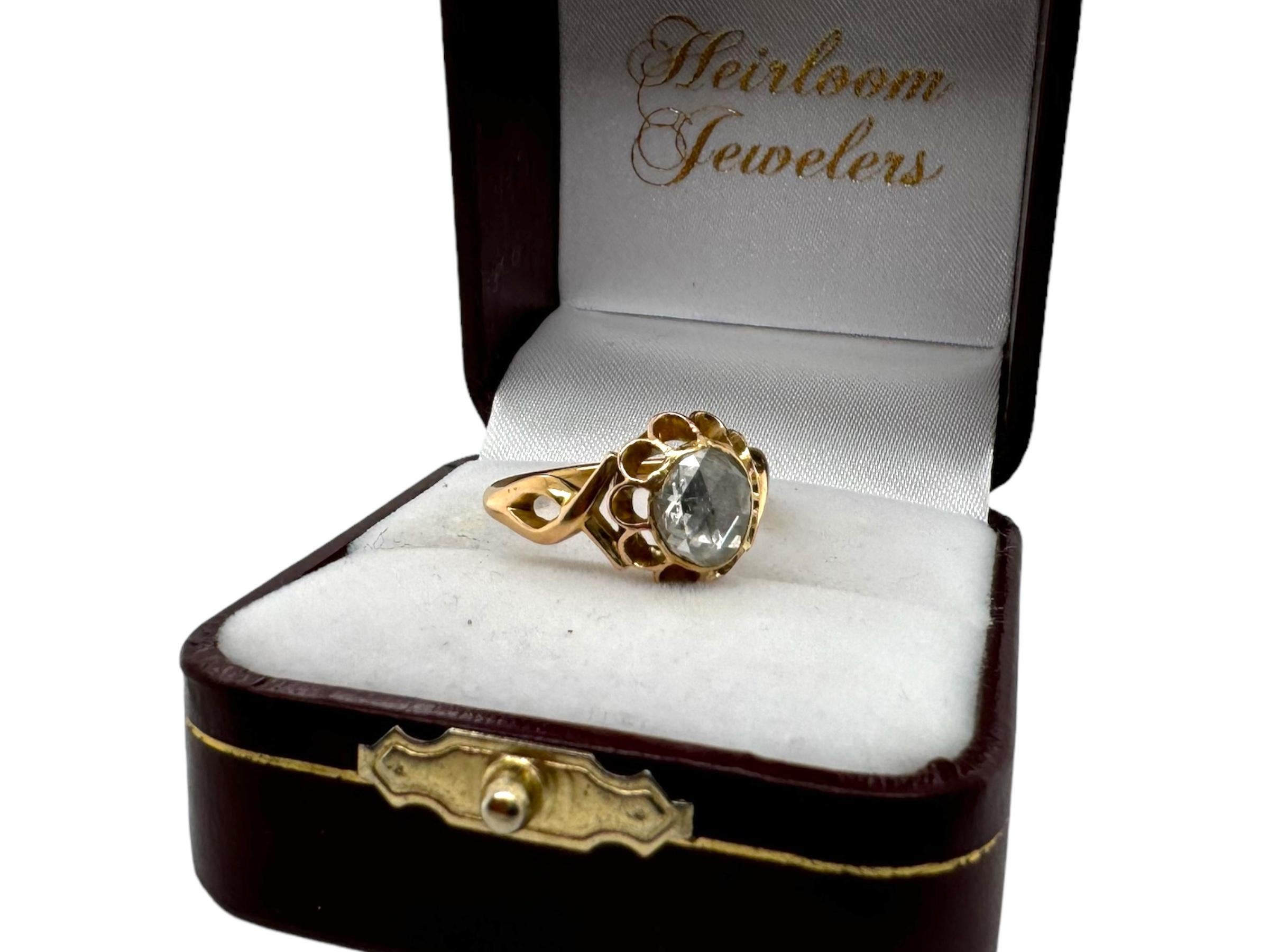 Victorian Era Rose Cut Diamond Engagement Ring For Sale 2