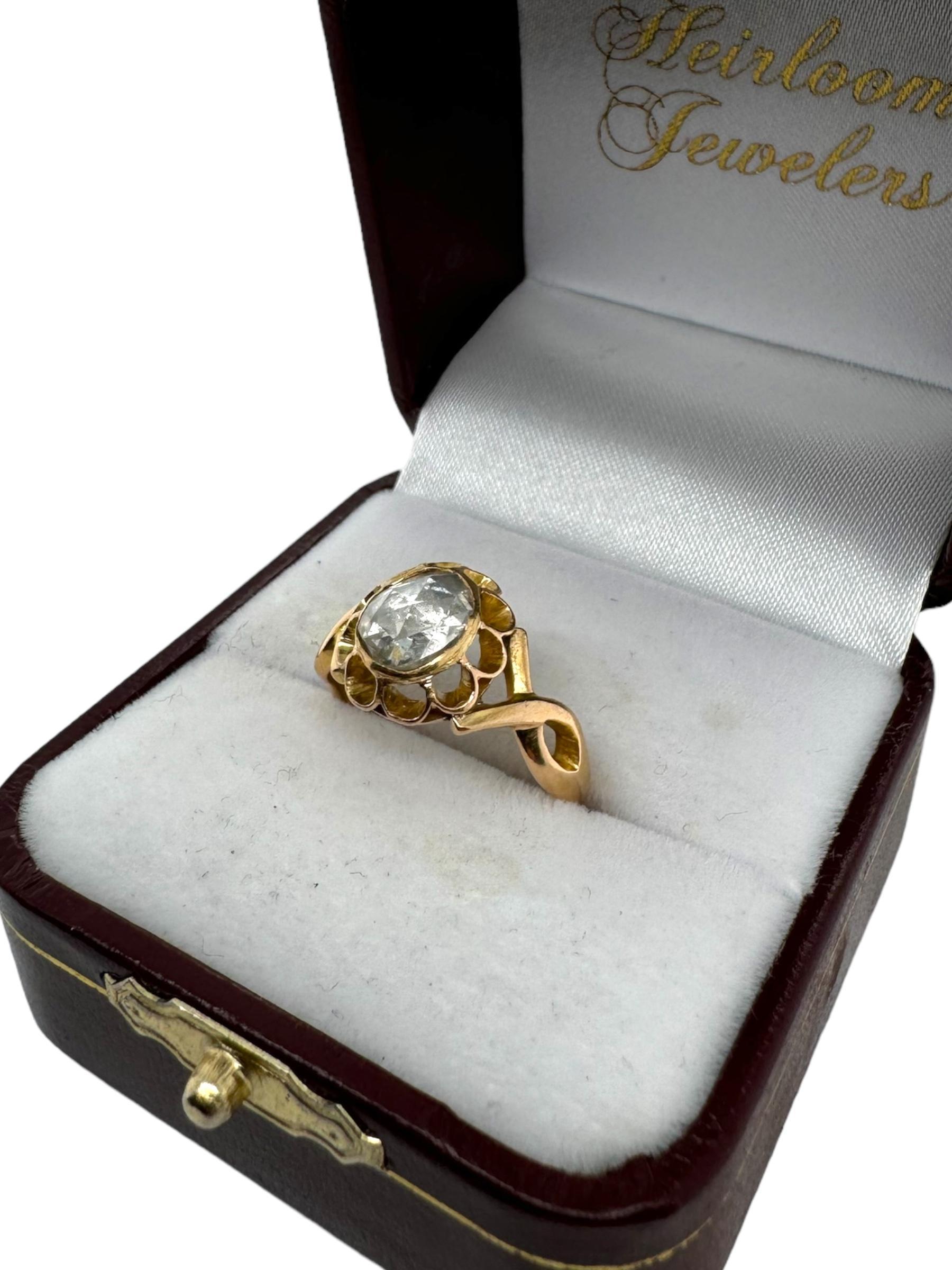 Victorian Era Rose Cut Diamond Engagement Ring For Sale 3