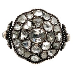 Viktorianischer Diamantring mit Rosenschliff aus der viktorianischen Ära in silberfarbener Fassung