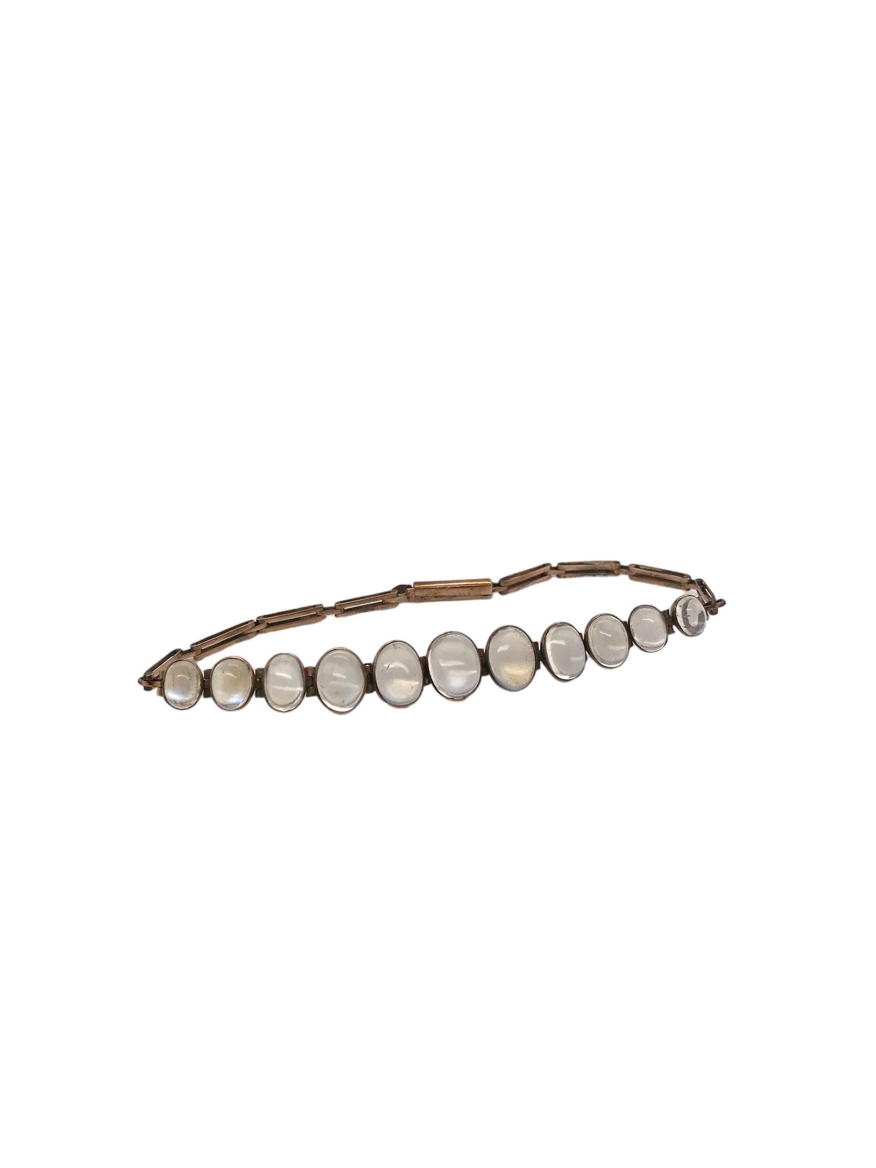 Pulsera de oro rosa de la época victoriana con piedra de luna Victoriano en venta