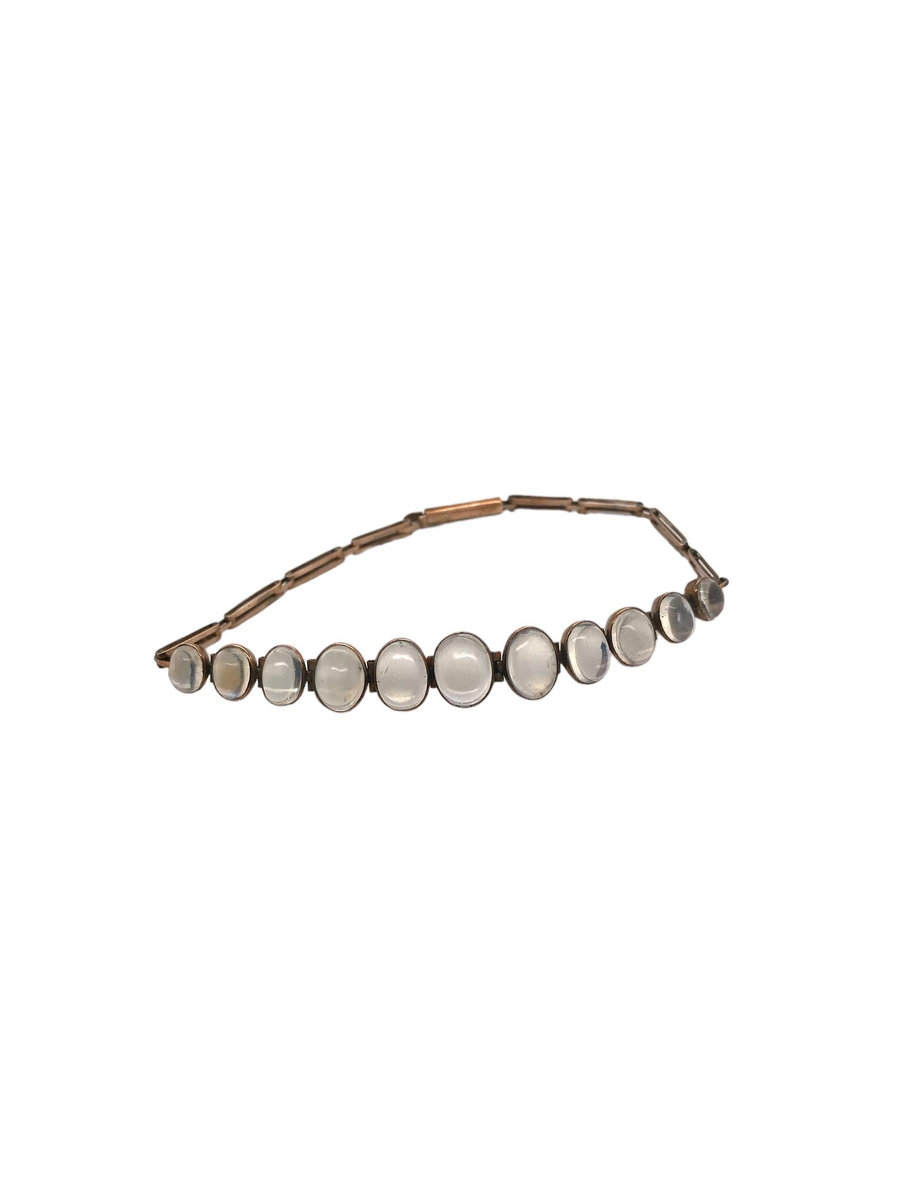 Pulsera de oro rosa de la época victoriana con piedra de luna Cabujón en venta