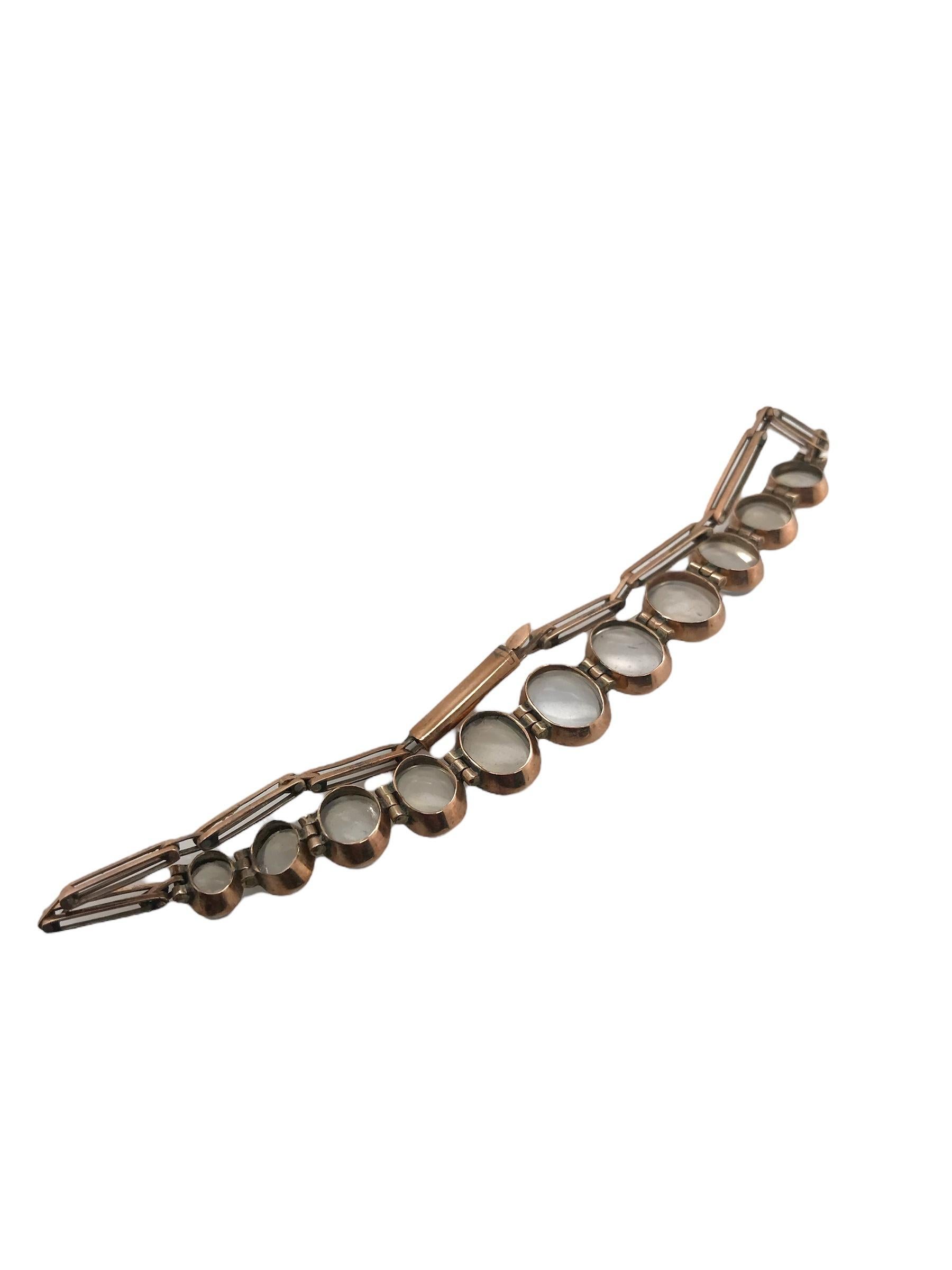 Pulsera de oro rosa de la época victoriana con piedra de luna en Bueno estado para la venta en Montgomery, AL