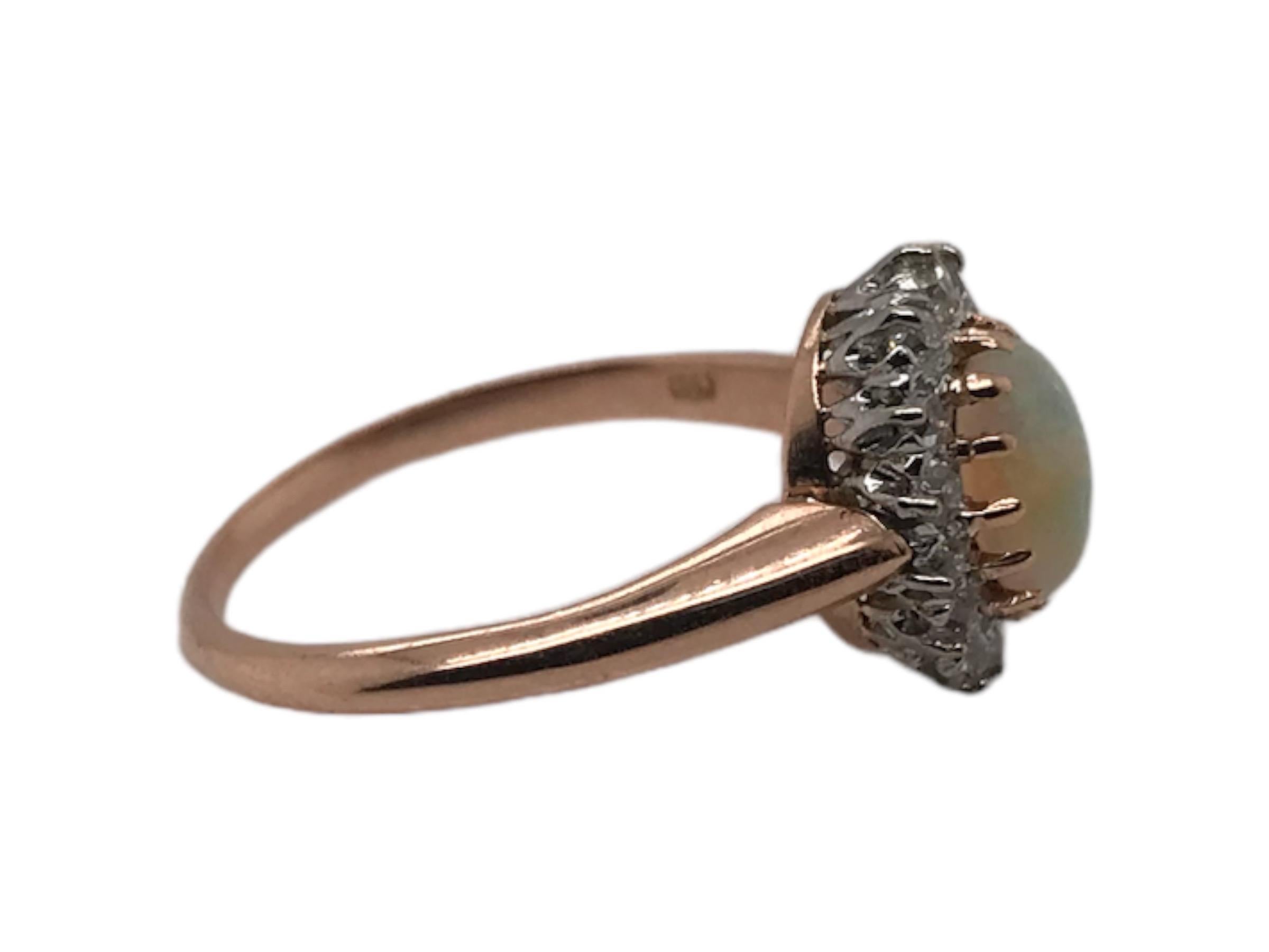 Women's Victorian Era Rose Gold Opal & Diamond Cocktail Ring For Sale