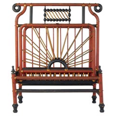 Victorian Era Sculpted & Painted Rattan Magazine Book Stand