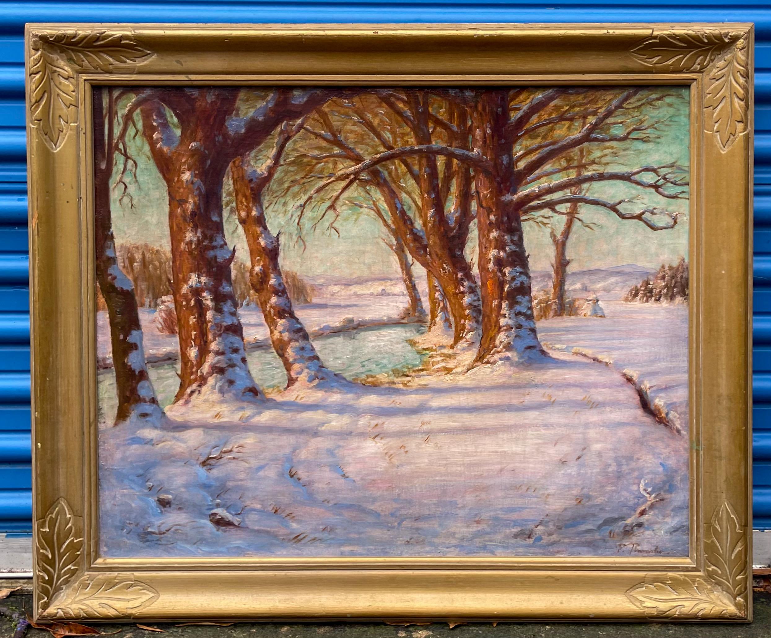 This is a Victorian era signed oil on canvas winter landscape scene in a rustic giltwood frame. Love the serenity of a snow scene, and the simplicity works in a variety of home decor.