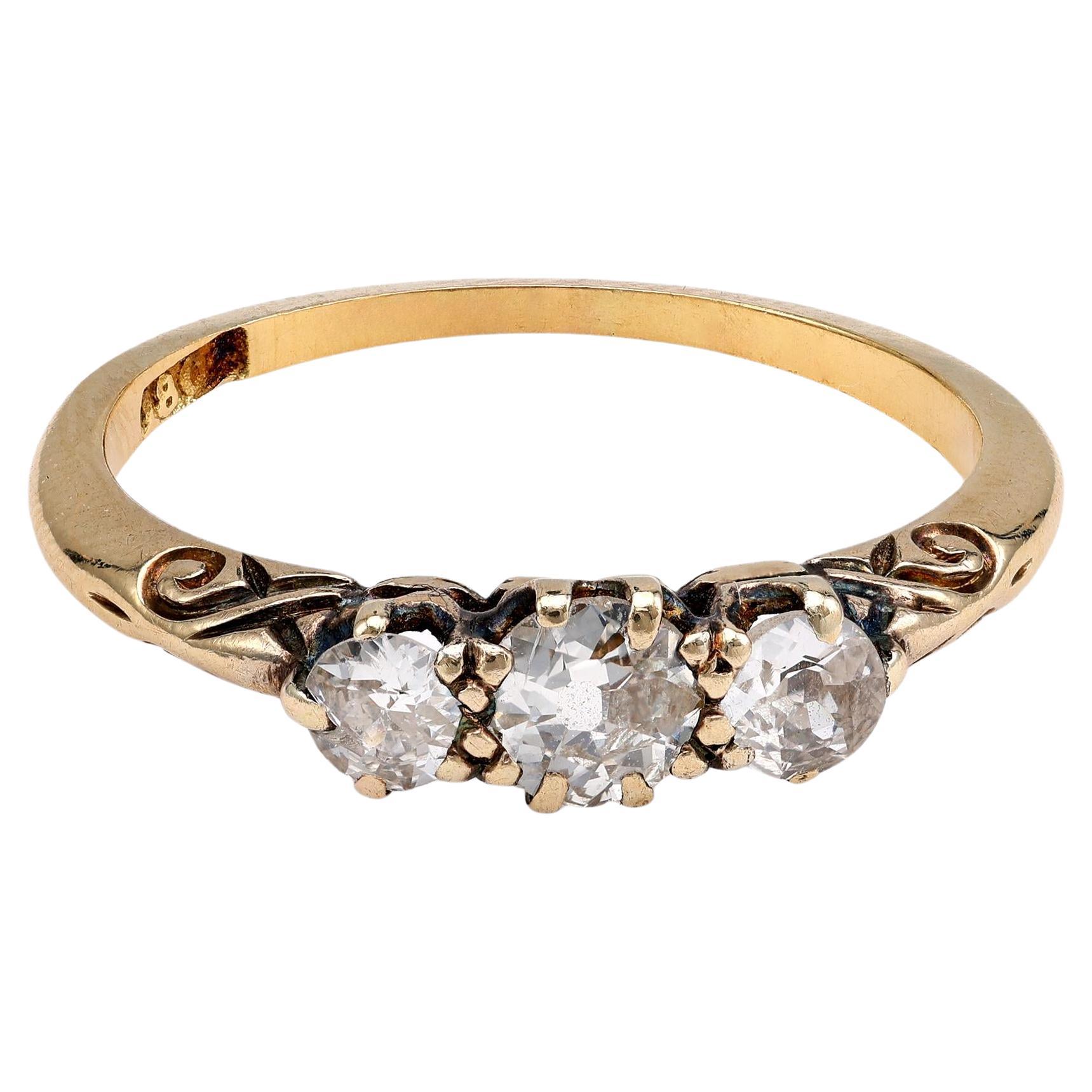 Victorian Era Three-Stone Gold Ring