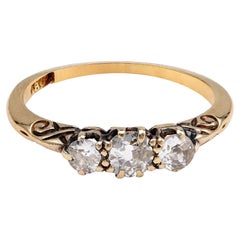 Antique Victorian Era Three-Stone Gold Ring