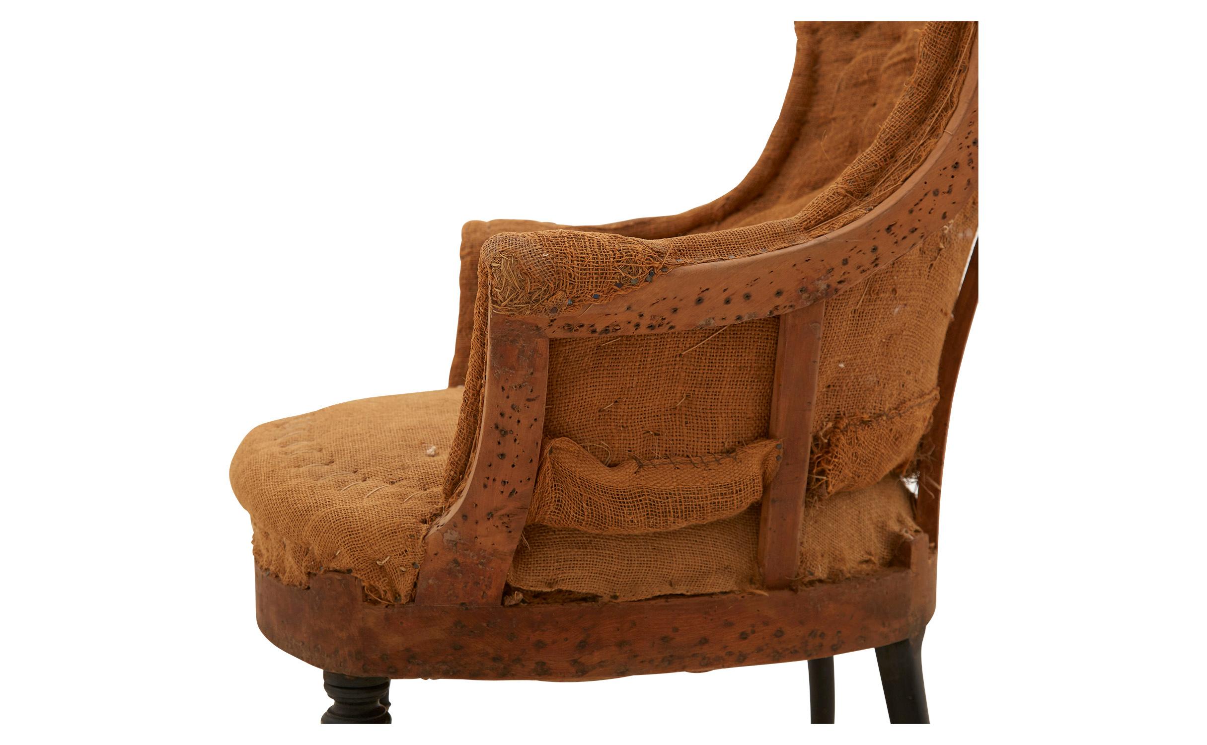 Napoleon III Unupholstered Burlap Armchair In Good Condition In Chicago, IL