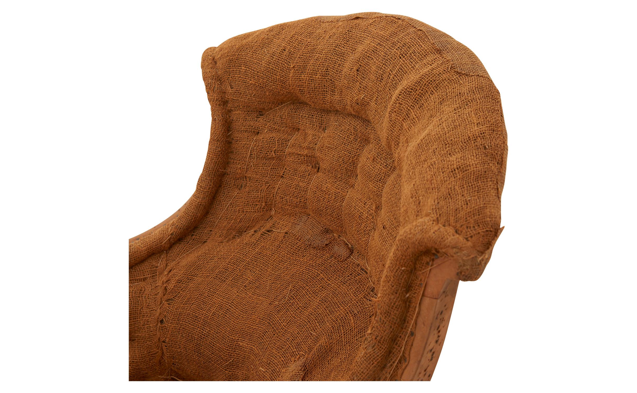 Oak Napoleon III Unupholstered Burlap Armchair