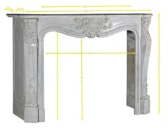 Victorian Era White Carrara Marble Fireplace Surround Rococo Style