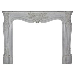 Victorian Era White Carrara Marble Fireplace Surround Rococo Style
