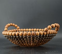 Victorian Era Wooden Bead Centerpiece Bowl Czechoslovakian Art Craft Studio
