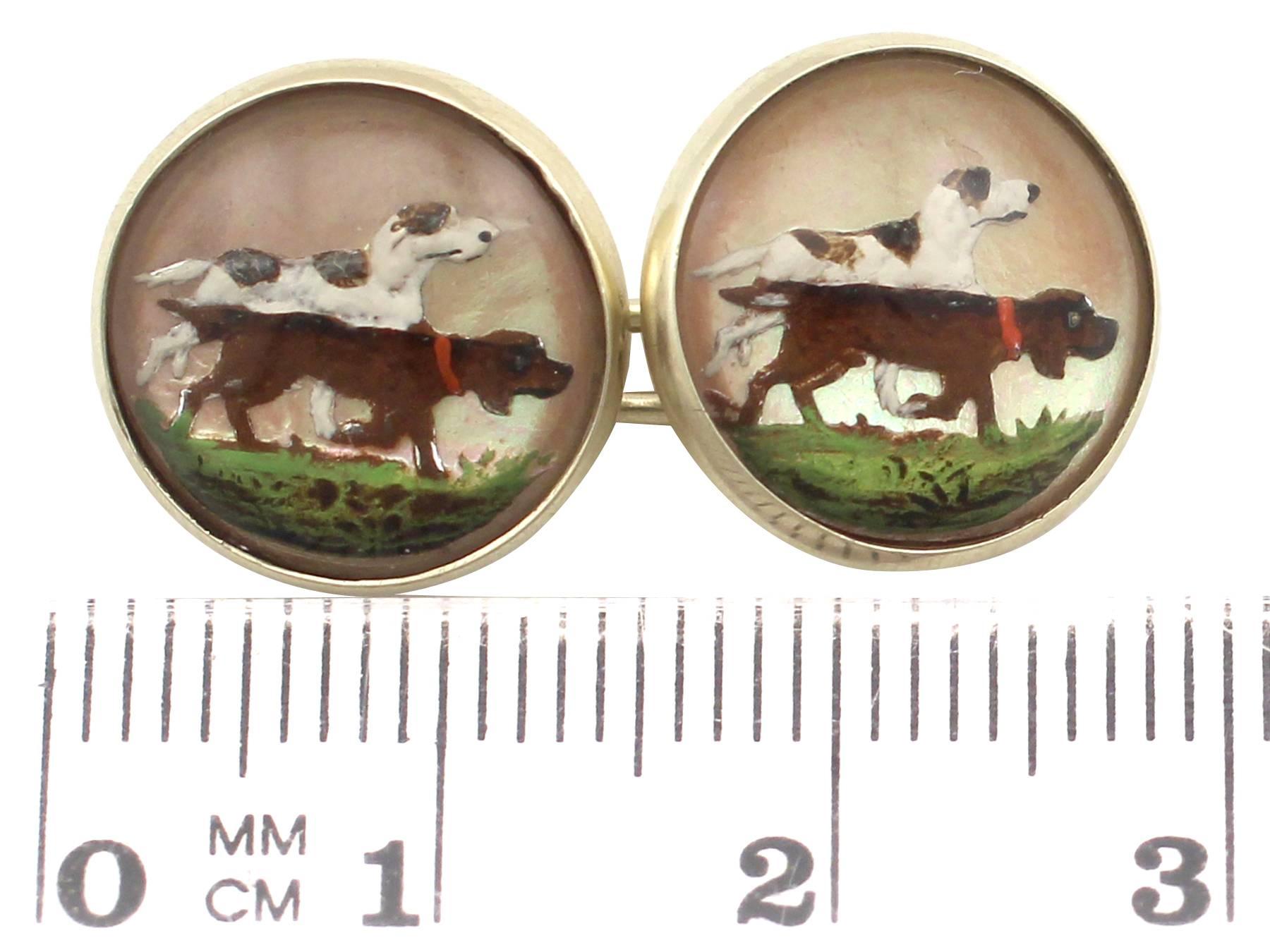 Victorian Essex Crystal and Yellow Gold Dog Cufflinks 1