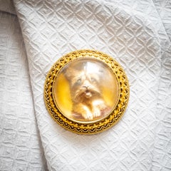 Victorian Essex Crystal Dog Brooch