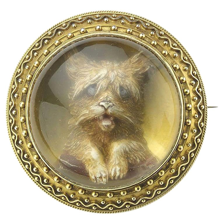 Victorian Essex Crystal Dog Brooch