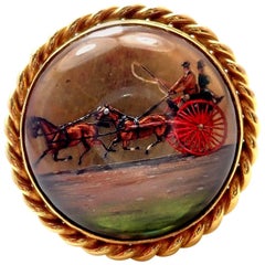 Victorian Essex Crystal Reverse Intaglio Gold Horse Ring