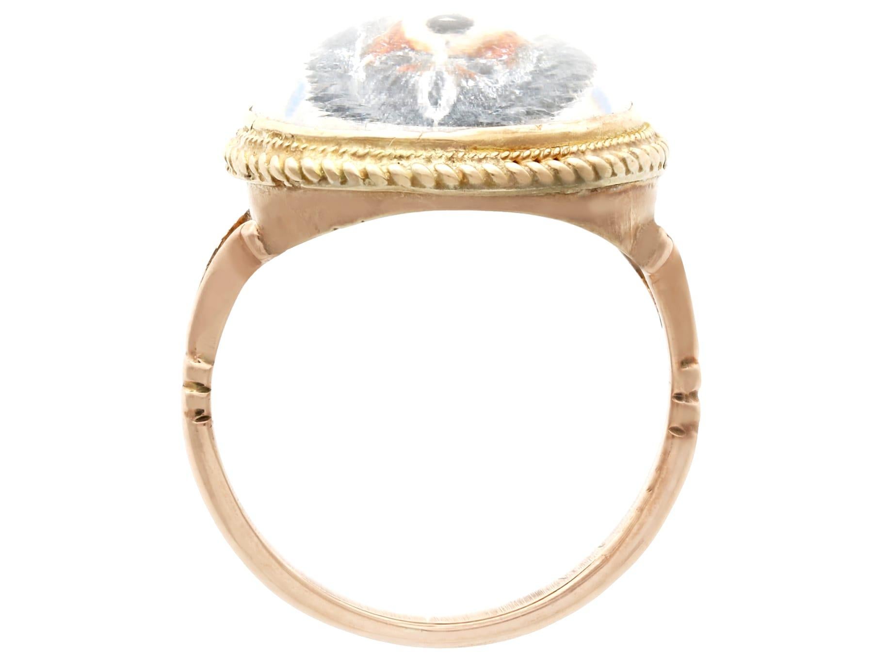 Cabochon Victorian Essex Crystal Yellow Gold Dog Cocktail Ring For Sale