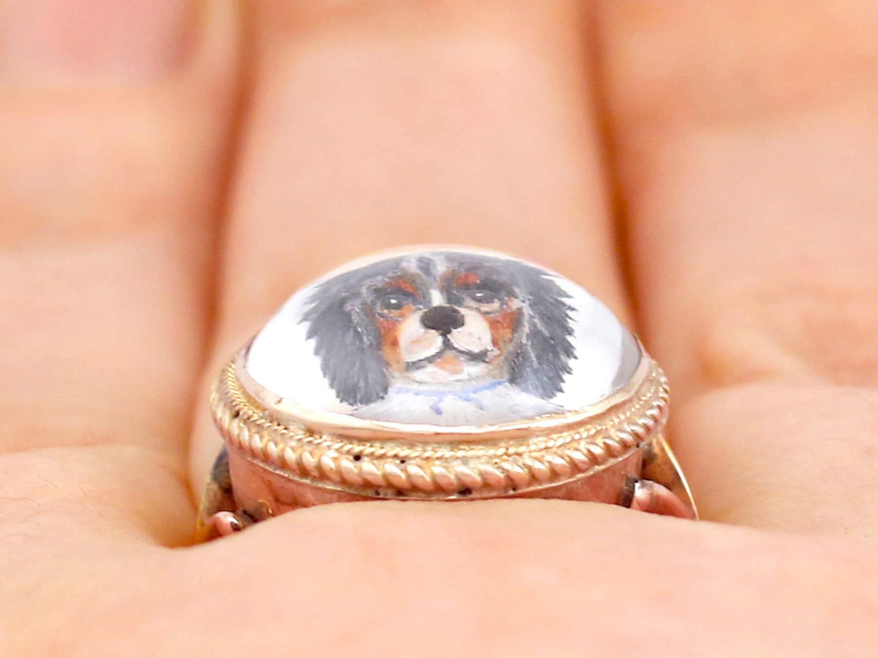 Victorian Essex Crystal Yellow Gold Dog Cocktail Ring For Sale 1