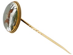Victorian Essex Crystal Yellow Gold Stickpin Brooch