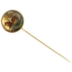 Victorian Essex Crystal Yellow Gold Stickpin Brooch