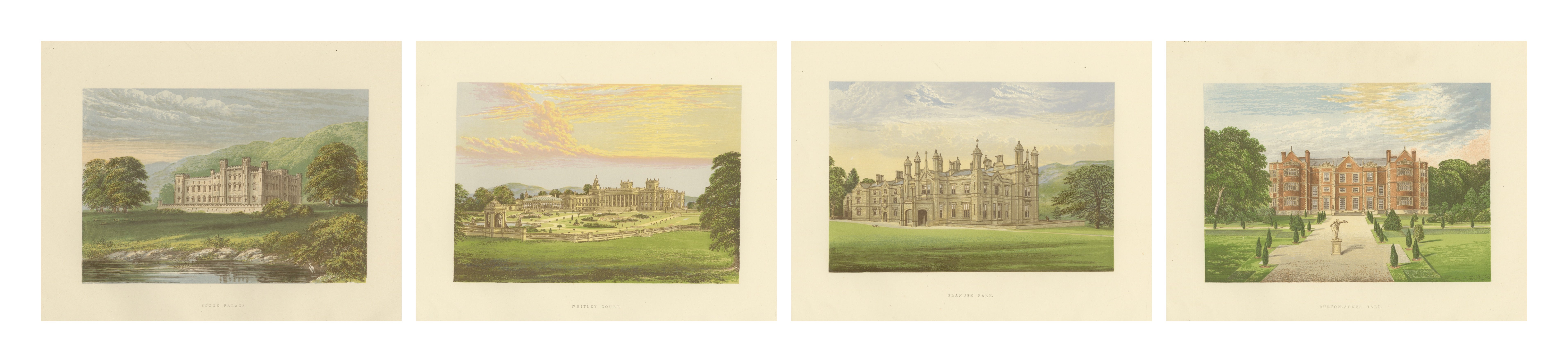 Victorian Estate Views – Scone Palace, Witley Court, Glanusk Park, ca.1850