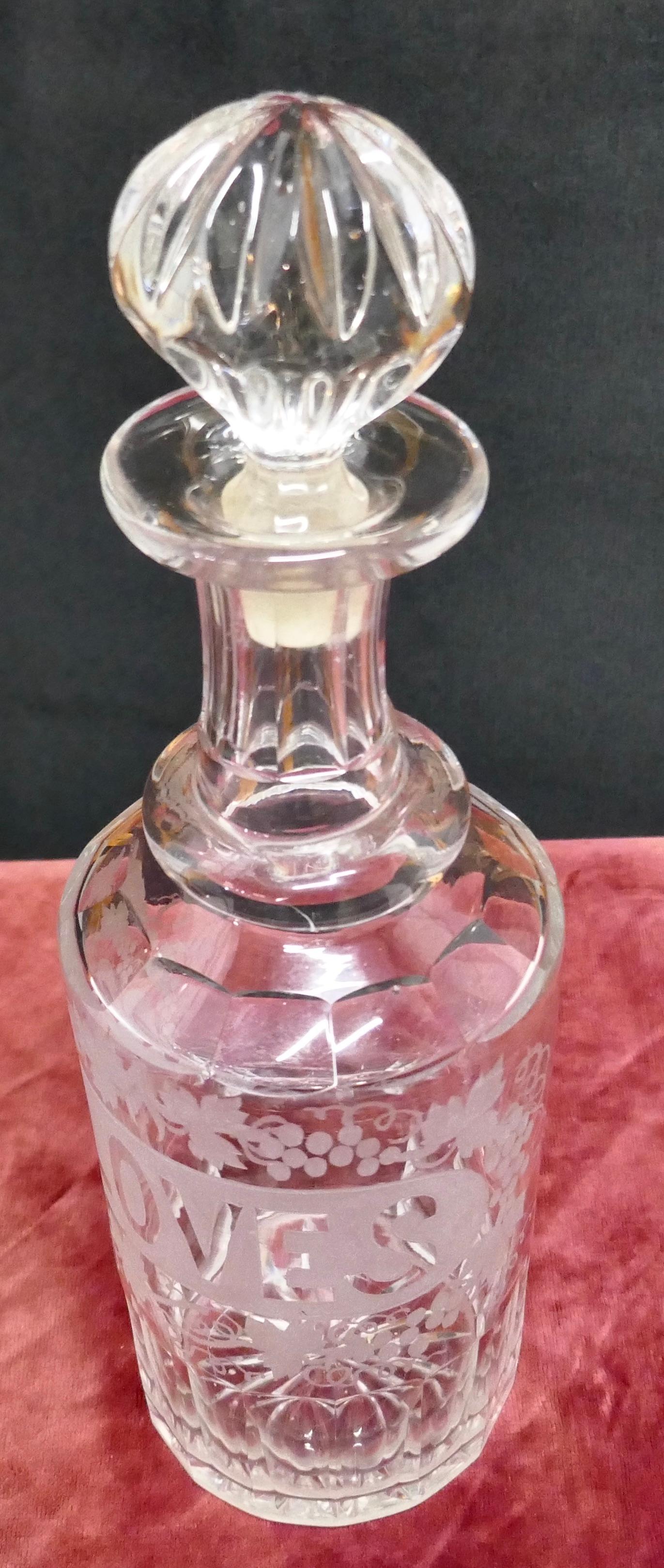 Victorian Etched Crystal Cloves Decanter For Sale 1