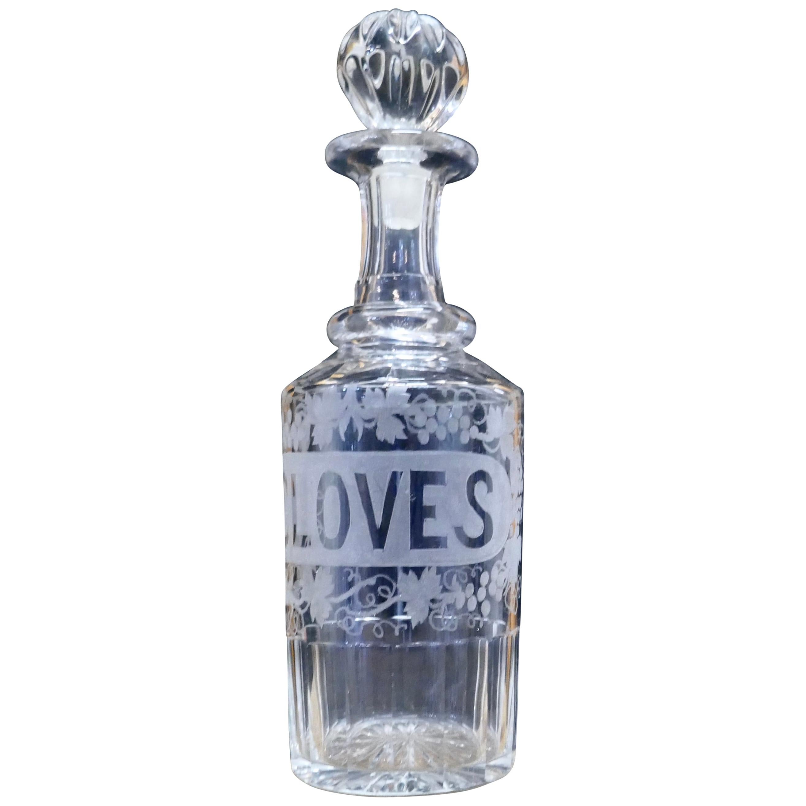 Victorian Etched Crystal Cloves Decanter