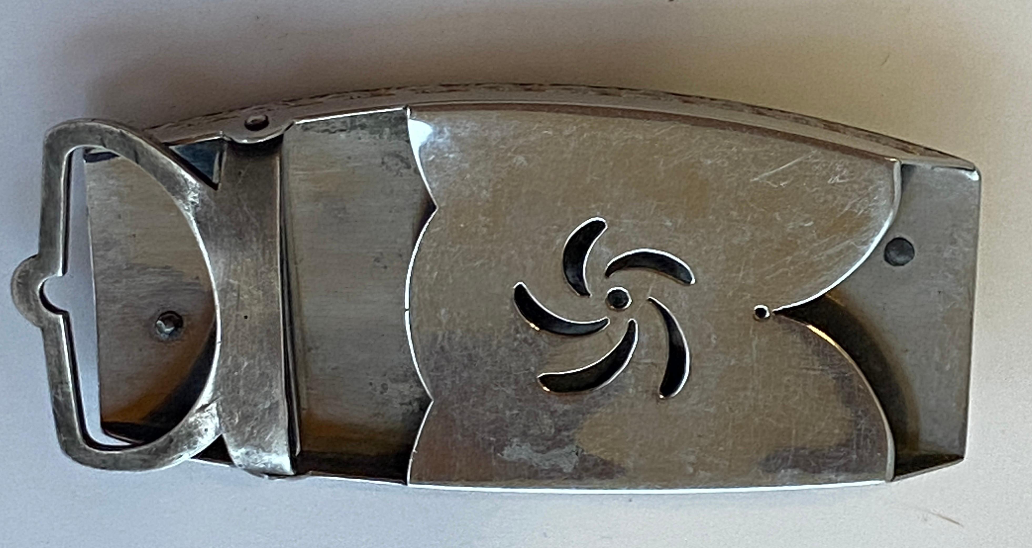 Black Victorian Etched Silver Belt Buckle with Jade, Ruby, Emeralds and Pearls For Sale