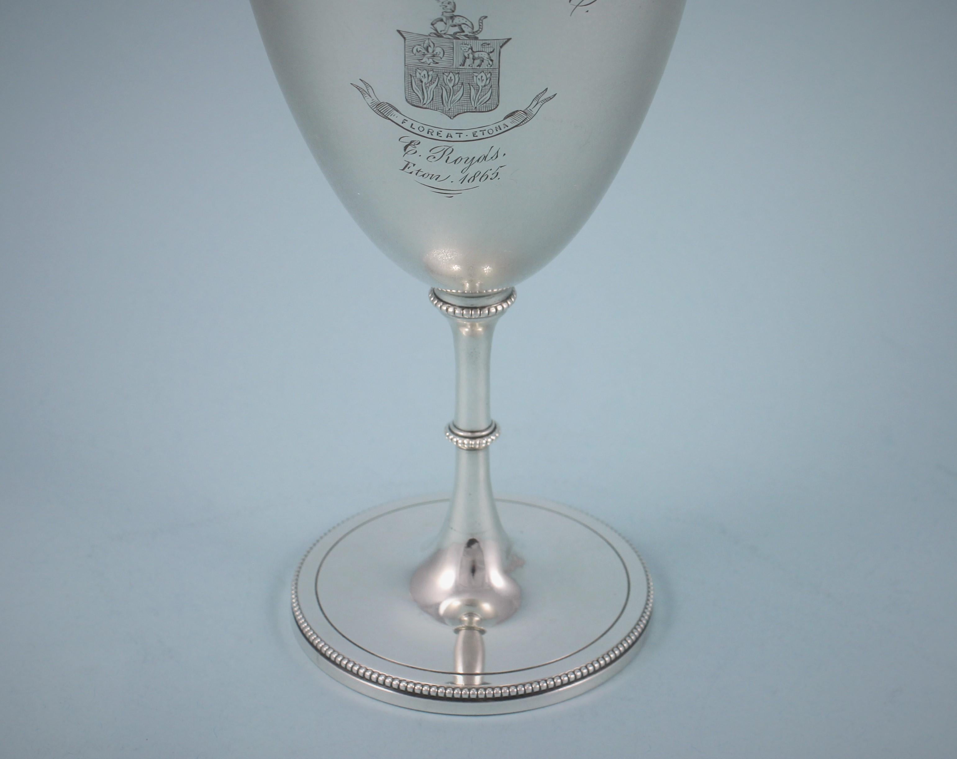 Victorian Eton College Sterling Silver Goblet by Daniel & Charles Houle In Good Condition For Sale In London, GB