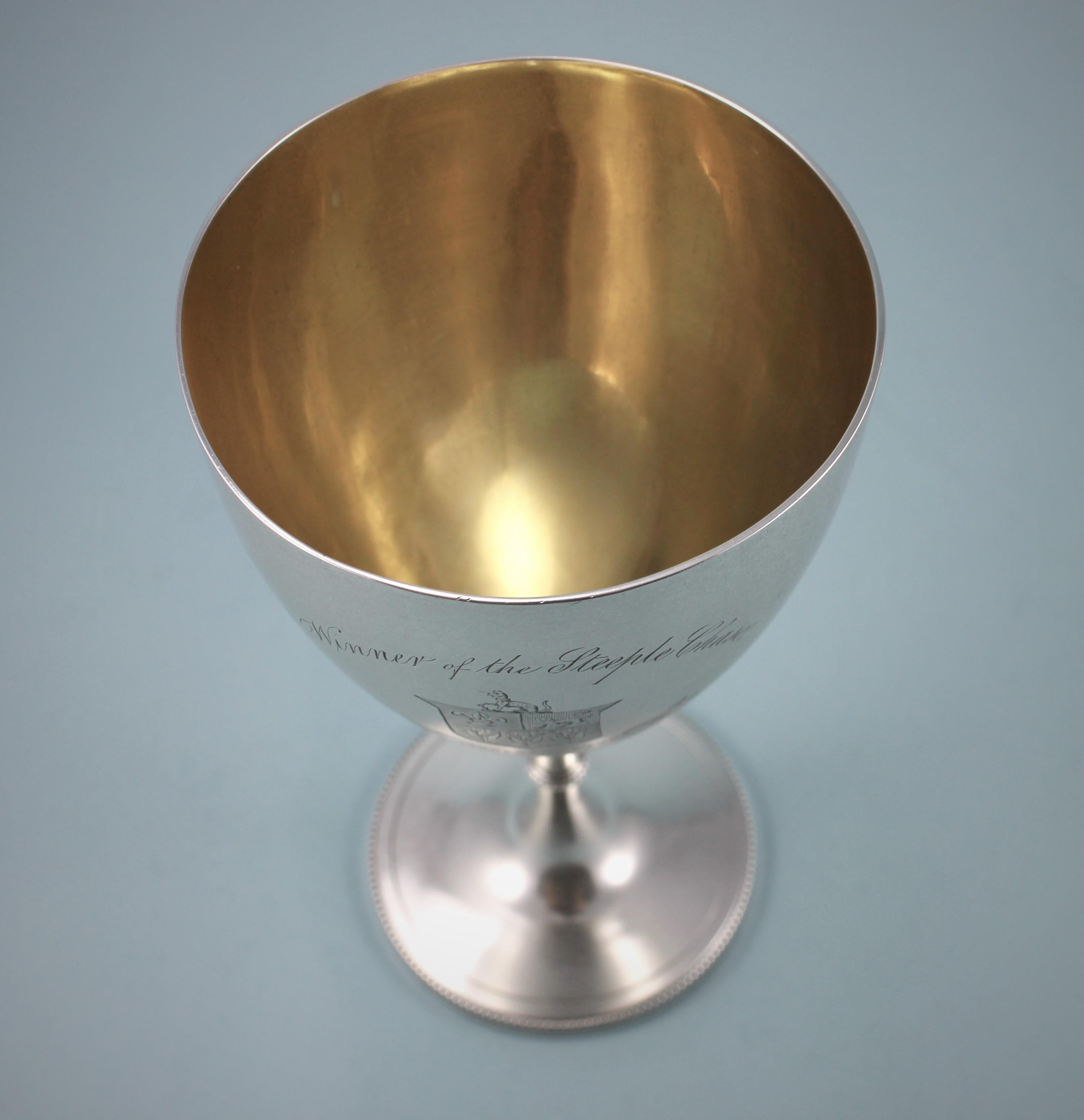 Mid-19th Century Victorian Eton College Sterling Silver Goblet by Daniel & Charles Houle For Sale