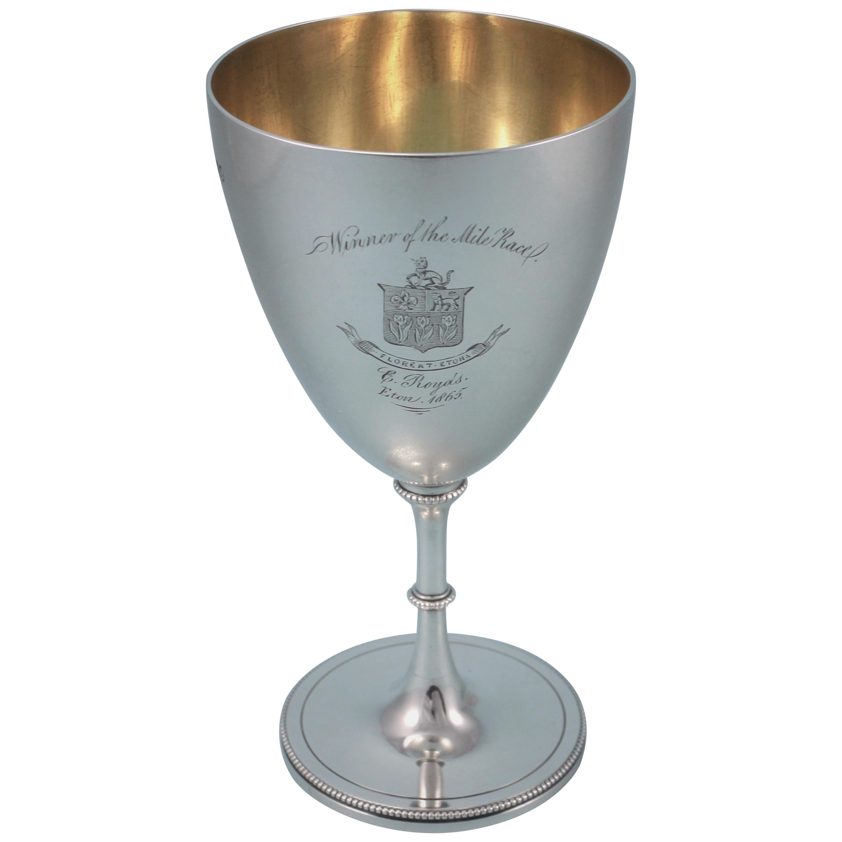 Victorian Eton College Sterling Silver Goblet by Daniel & Charles Houle For Sale