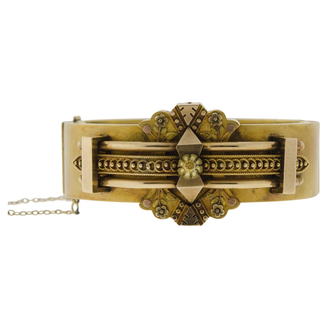 Victorian Etruscan 14 Kt Yellow Gold Bangle Bracelet